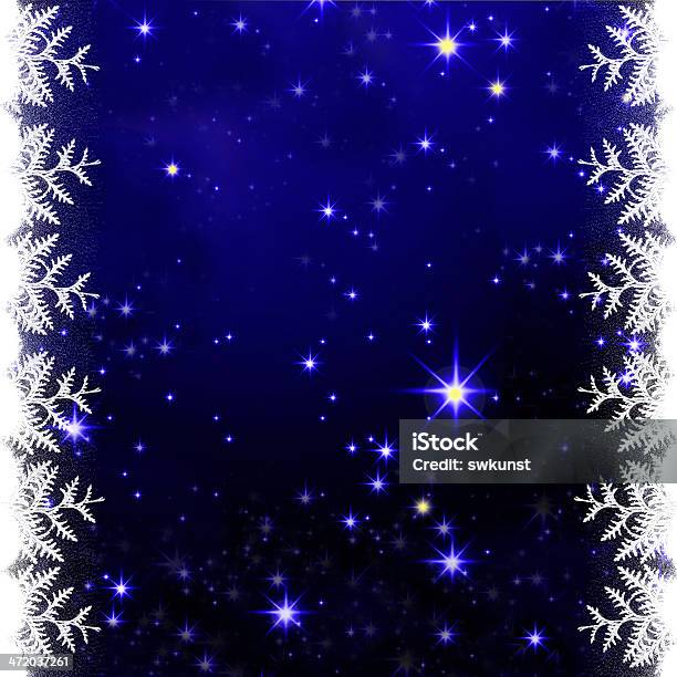 Natale Cielo - Immagini vettoriali stock e altre immagini di A forma di stella - A forma di stella, Astratto, Blu