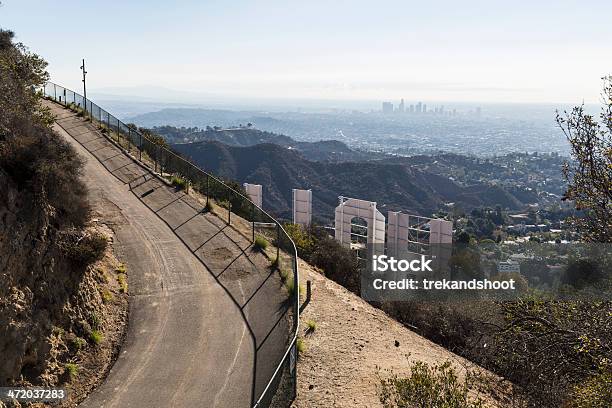 Road Behind Hollywood Sign Stock Photo - Download Image Now - Behind, Building Exterior, California