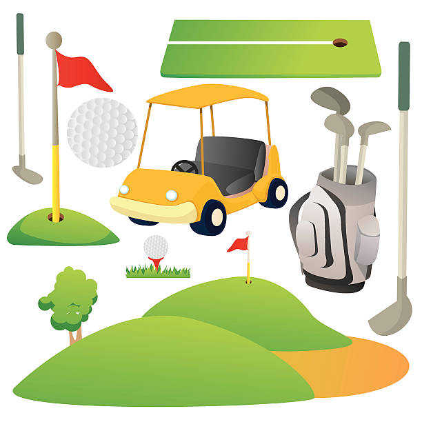 ilustrações, clipart, desenhos animados e ícones de elementos de desenho de golfe - bogey