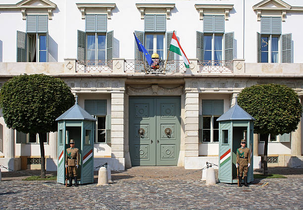 guarda no palácio em budapeste presidente - sandor palace - fotografias e filmes do acervo