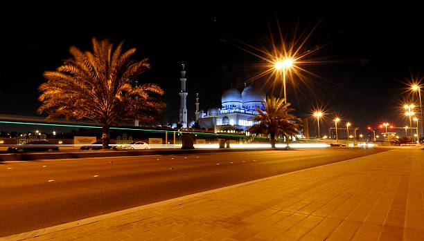 Sheik Zayed Grand Mosque at Night stock photo