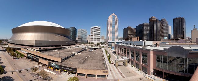 New Orleans,  Louisiana, USA - October 9, 2013:Panoramic view of downtown New Orleans and the Mercedes-Benz Superdome.