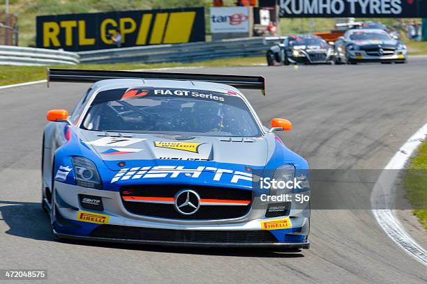 Mercedes Benz Sls Race Car At The Racing Track Stock Photo - Download Image Now - FIA GT Championship, Horizontal, Mercedes-Benz