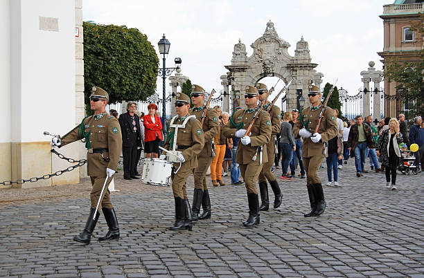 guarda alterar a cerimônia em budapeste - sandor palace - fotografias e filmes do acervo