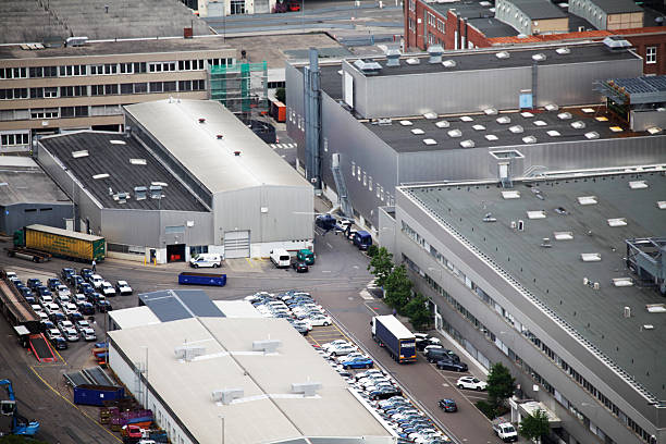 Munich, Germany - July 4, 2013: BMW factory in Munich. The Factory is situated by the BMW headquarter and BMW Museum. The factory is very important for the economy of Munich and offers a high employment.