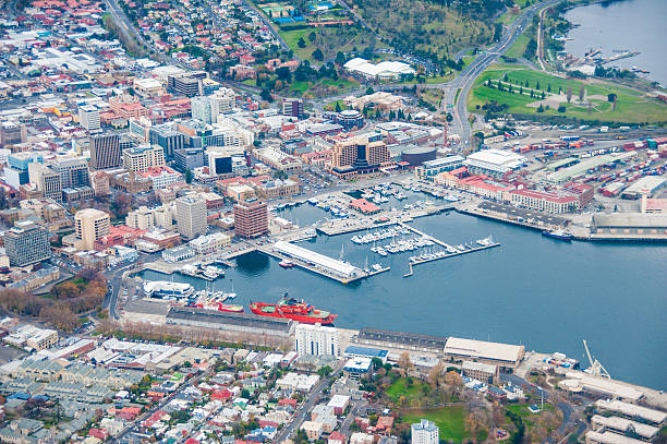 Hobart by air stock photo