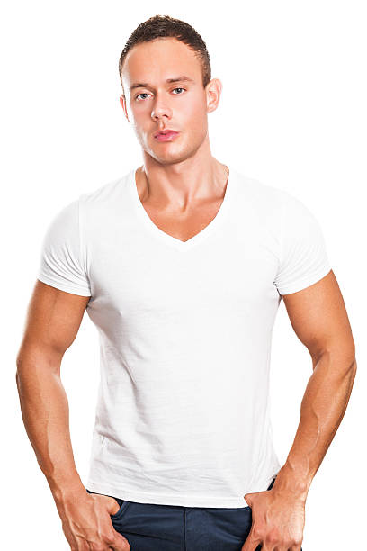 istock Handsome Muscular Man Wearing White T-shirt 472051731
