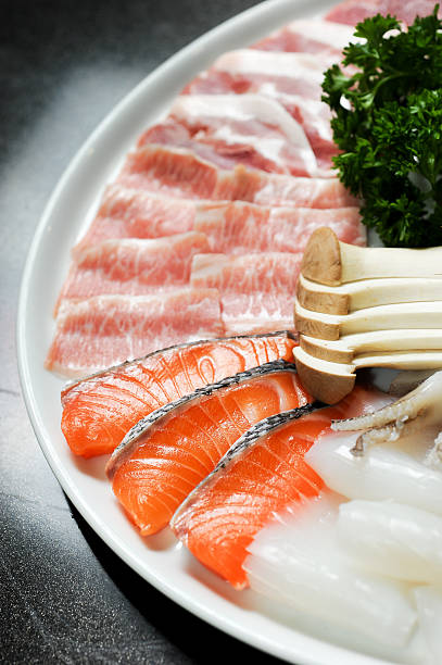 istock Raw fresh Salmon slice and premium beef 472056632