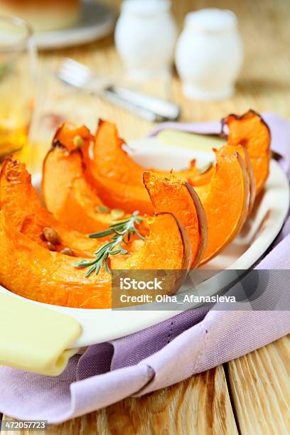 Wedges Of Baked Pumpkin Stock Photo - Download Image Now - Appetizer, Baked, Baking