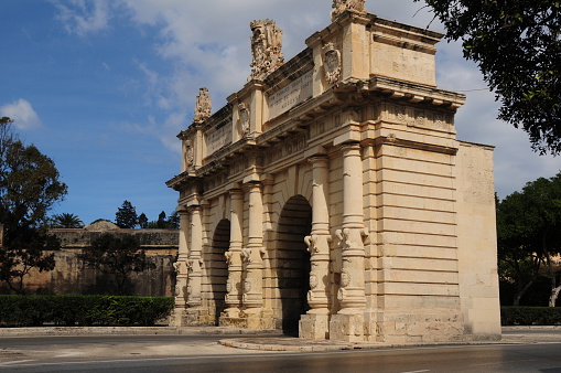 Portes De Bombes a city wall entrance to Floriana and Valletta from 1697.