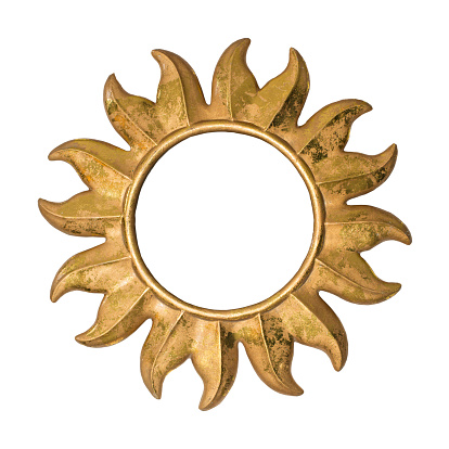 golden sun frame - isolated on white, copy space for designer