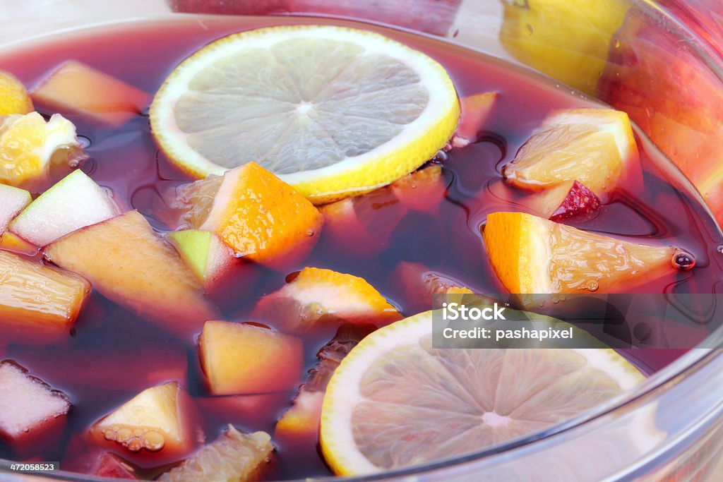 Sangria in bowl Sangria in bowl, closeup Alcohol - Drink Stock Photo