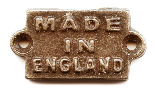 made in England metal tag
