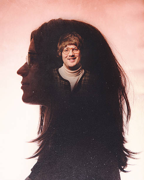 An emulation of terrible vintage 1970's - 1980's style portraits.  A woman, the face of her true love superimposed over her dark profile.  Retro-styled; INTENTIONAL DEGRADATION OF IMAGE AND LIGHTING.
