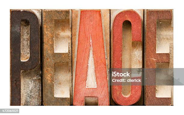 Peace Antique Letterpress Printing Blocks Stock Photo - Download Image Now - Alphabet, Block Shape, Capital Letter