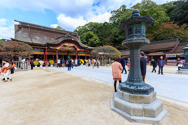 Fukuoka, Japan - November 13 2013: It is built over the grave of Sugawara no Michizane and is one of the main shrines dedicated to Tenjin, the deified form of Michizane.