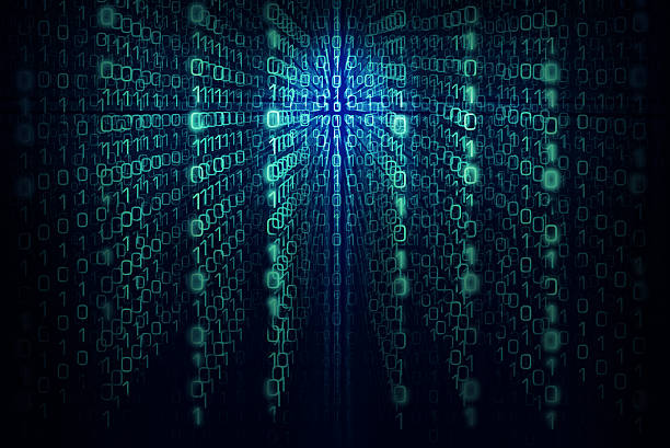 istock Matrix background with the green and  blue symbols 472061830
