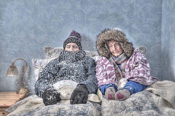 istock Senior couple in snow-covered bed 472063851