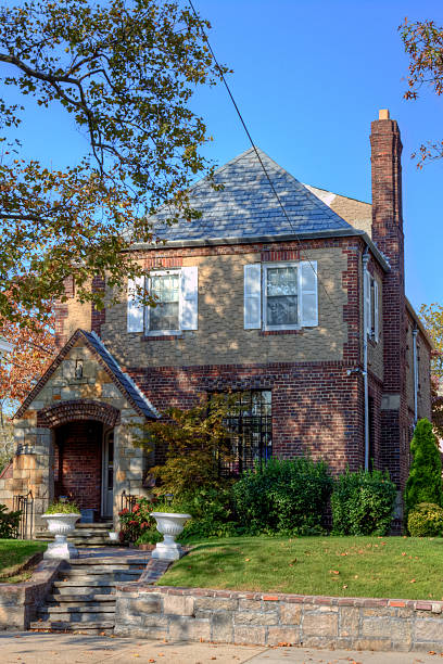 istock Luxury Brooklyn House, New York. Blue sky. 472066903