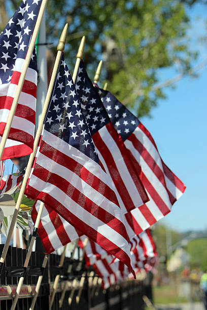 istock Row of American Flags 472068913