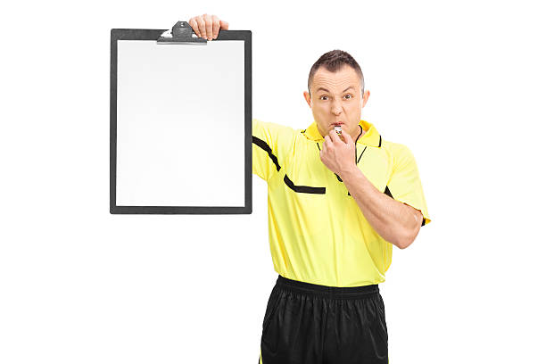 istock Angry football referee holding a clipboard 472070150