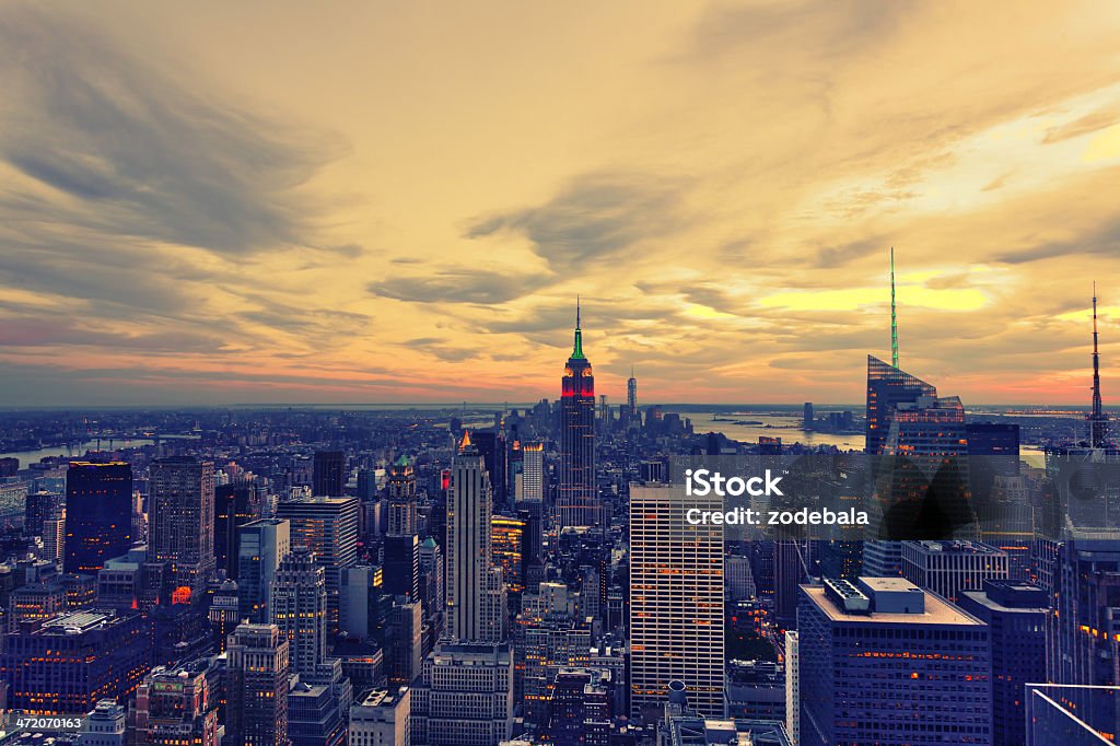 Beautiful Manhattan View at Sunset, New York City The island of manhattan at sunset New York City Stock Photo