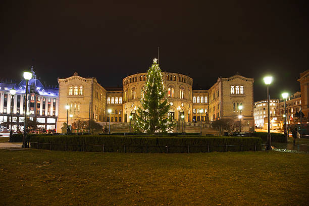 istock Christmas tree in front of the Norwegian Parliament 472071283