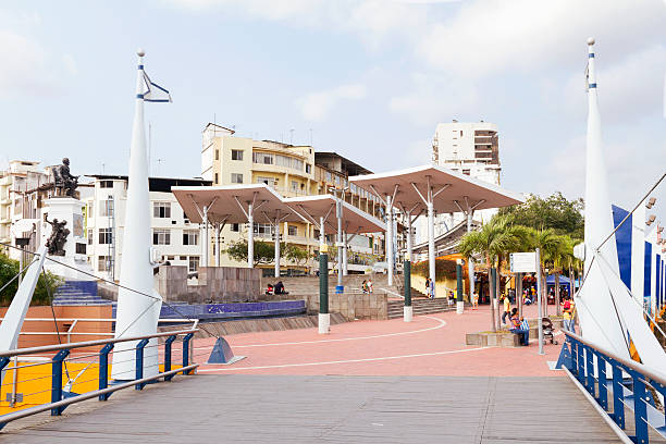 Guayaquil, Ecuador - November 24, 2013: View Plaza Olmedo in the Guayaquil's Malecon 2000, along the Guayas River, in the city downtown. Shoot on a Sunday afternoon with families visiting the place.