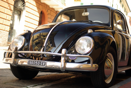 Sanremo, Italy – March 14, 2010: Close up detail of a Volkswagen Beetle parked in a street in Sanremo