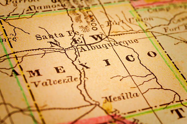 new mexico state on un mapa antiguo - alamogordo fotografías e imágenes de stock