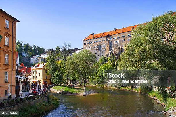 Vltava River And Český Krumlov Castle Stock Photo - Download Image Now - Architecture, Arts Culture and Entertainment, Beautiful People