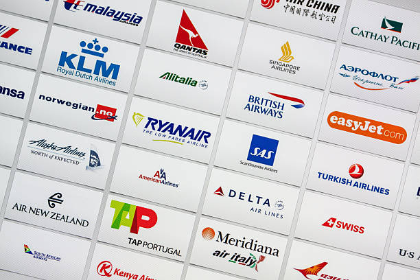 Well-Known Airlines Company Brand Logotypes mix stock photo