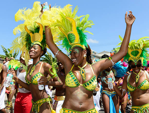 Curacao, Caribbean-December 20, 2013: national costume. The local population is happy to demonstrate colorful national costume.
