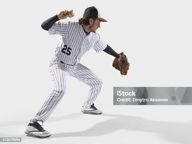 Baseball Player Isolated On White Stock Photo - Download Image Now - Baseball Player, Cut Out, Baseball Uniform