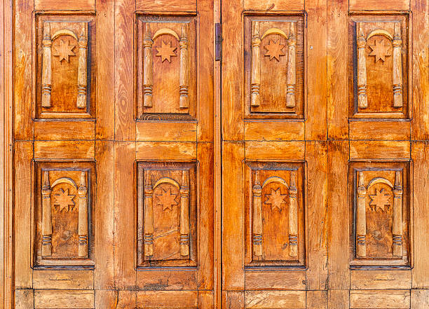 istock Old wooden door in oriental style 472079172
