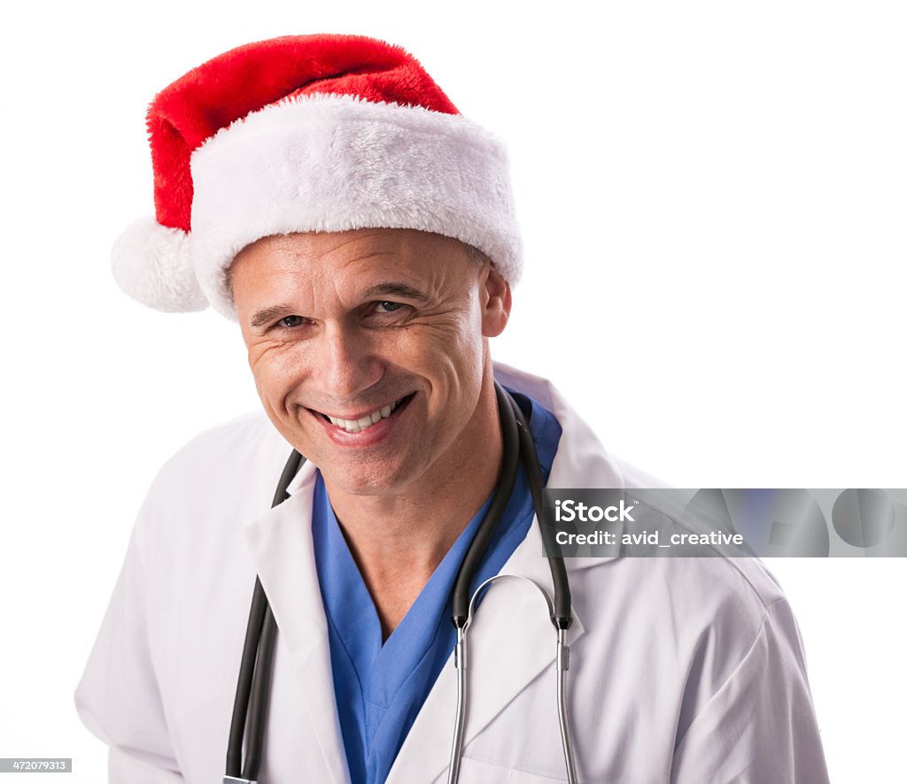 Glücklich Arzt mit Santa Hut - Lizenzfrei 45-49 Jahre Stock-Foto