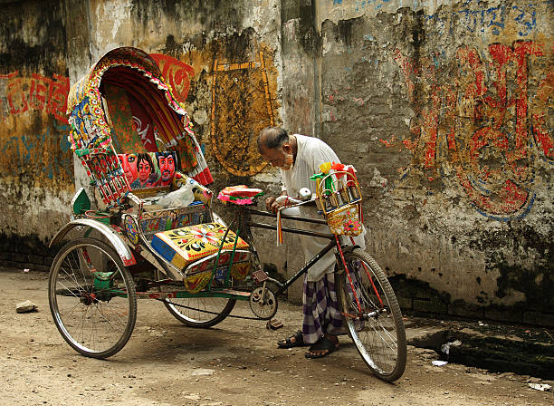 Fixing the Rickshaw stock photo