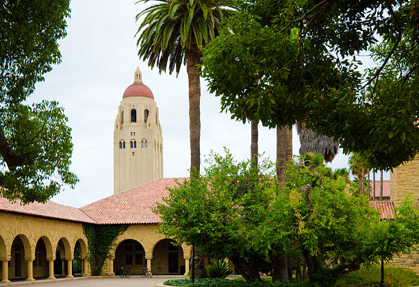 Stanford, United States - October 10, 2011: Hoover Tower, a 285-foot structure on the campus of Stanford University, is seen during the daytime. The tower is named after former President of the United States Herbert Hoover. The university was originally established in 1891 and has over 15,000 students. 