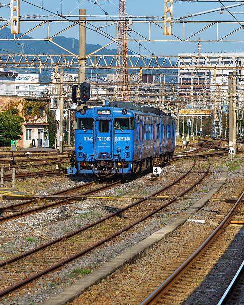 Seaside Liner in Nagasaki Station Nagasaki, Japan - November 14 2013: Seaside Liner brings people to Huis Ten Bosch in Sasebo. The place displays real sizesze copies of old Dutch buildings huis ten bosch stock pictures, royalty-free photos & images