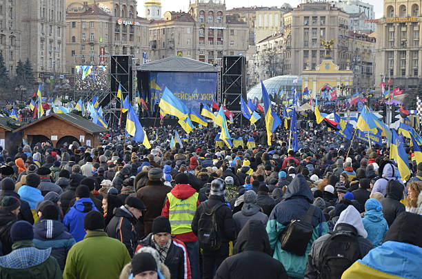 Ukrainians partecipato alla riunione del Maidan - foto stock