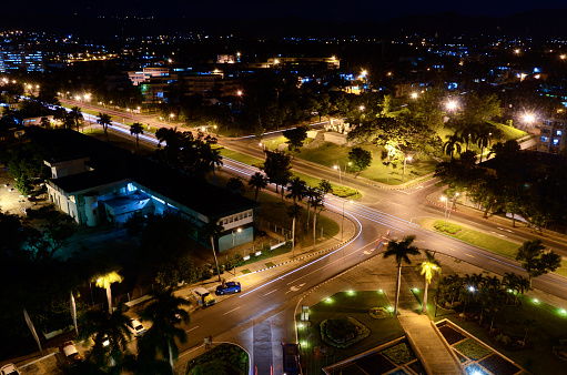 Santiago de Cuba night cityscape, Cuba