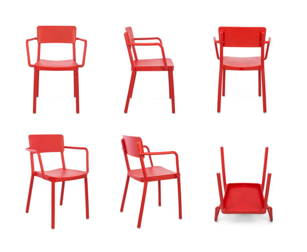 istock Red Plastic Armchair on White Background 472082264