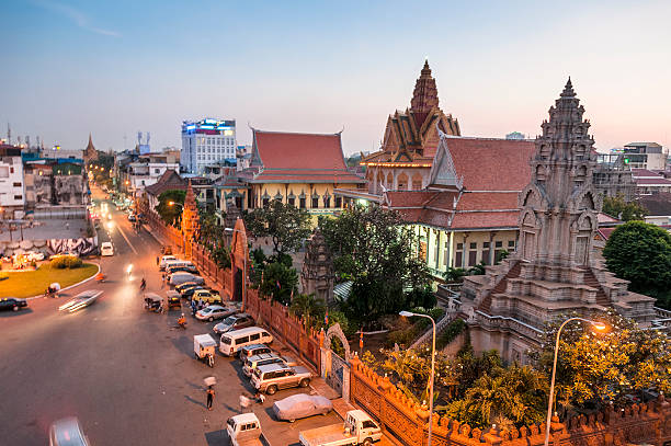 Wat Ounalom At Sunset In Phnom Penh, Cambodia