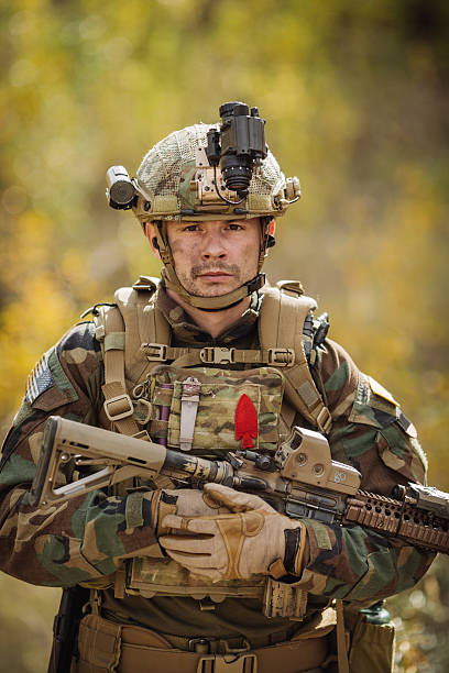istock solder standing and looking at the camera 472083296