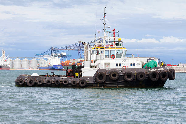 Veracruz, Mexico - November 23, 2013:  Close up of a tugboat in motion in the Port of Veracruz