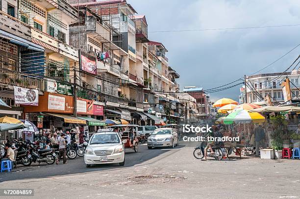 Ulica Sceny W Phnom Penh Kambodża - zdjęcia stockowe i więcej obrazów Architektura - Architektura, Azja, Azja Południowo-Wschodnia