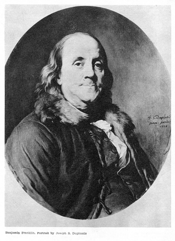 Benjamin Franklin on portrait from 1778