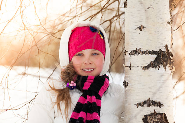 istock Cute girl in birch forest 472086915