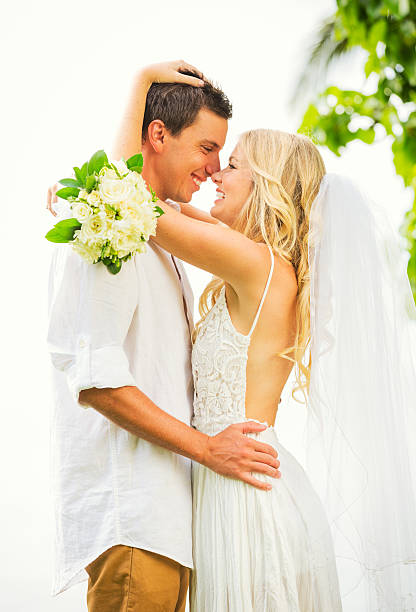 istock Bride and Groom, Romantic Newly Married Couple Embracing 472087643
