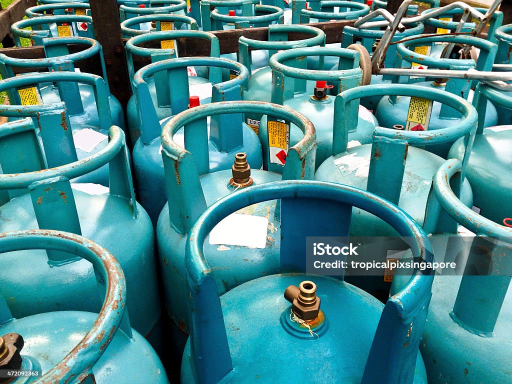 Cannisters of cooking gas. Cannisters of cooking gas, for domestic use. Natural Gas Stock Photo